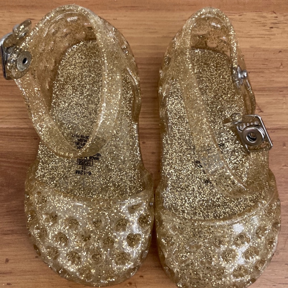 gold jelly shoes